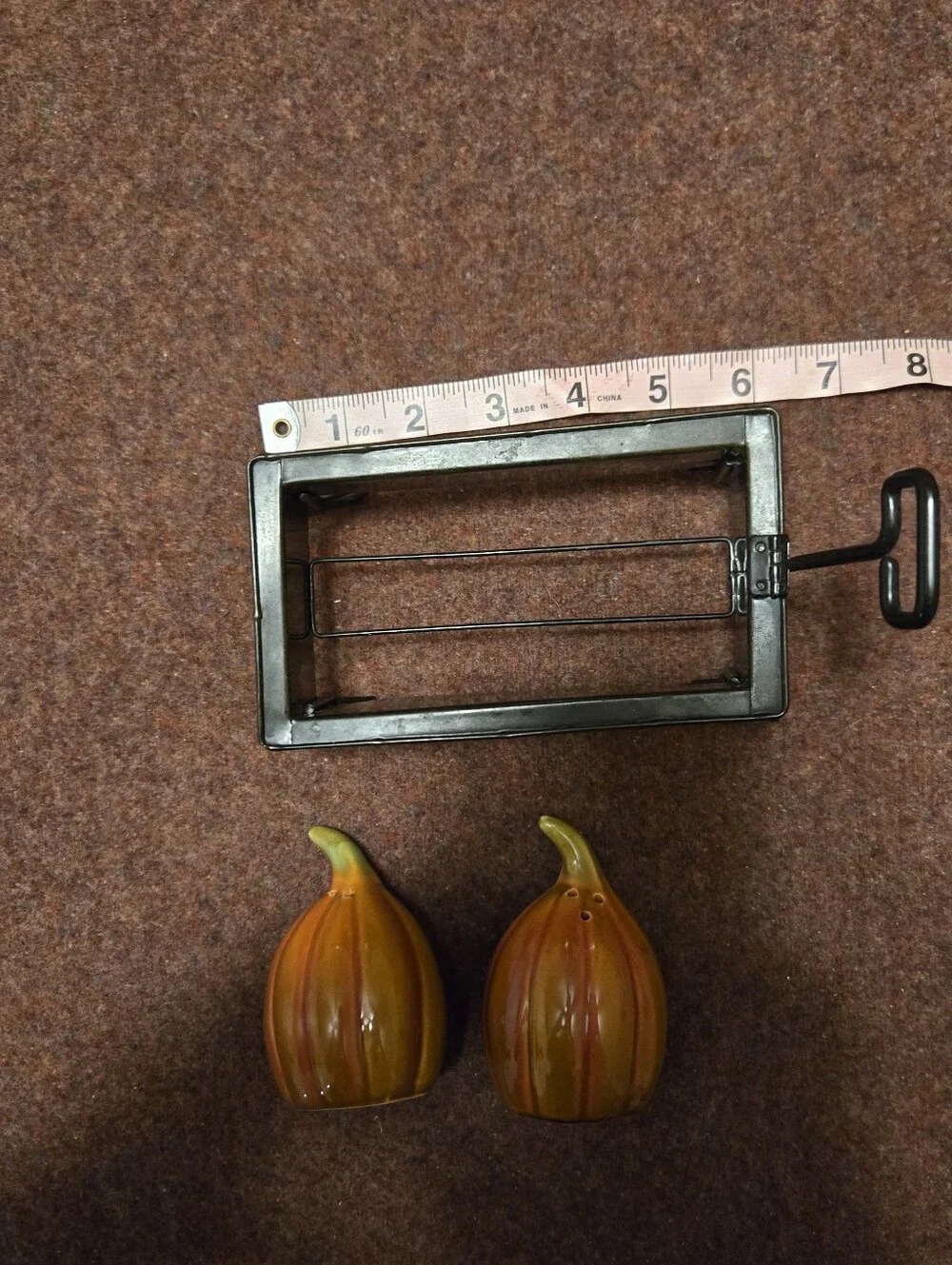 Pumpkin Salt And Pepper Shakers In Metal Wagon